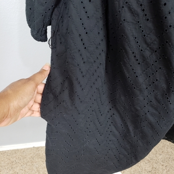 GAP Off Shoulder Eyelet Mini Dress Black Sz XL - Picture 5 of 8